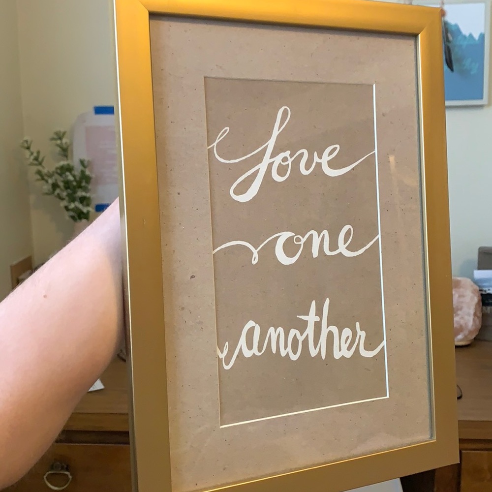 Gold/brown Love one Another Wall decor